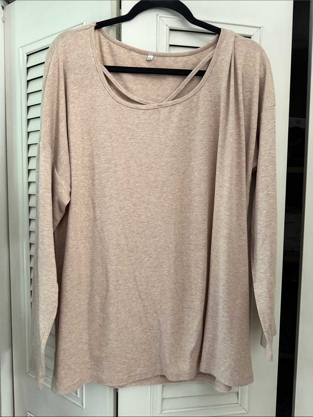 Amazon Women's Beige Long Sleeve Scoop Neck Top